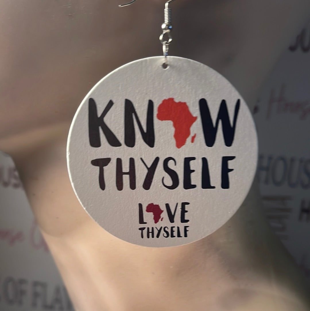 Know Thyself earrings (Wood)