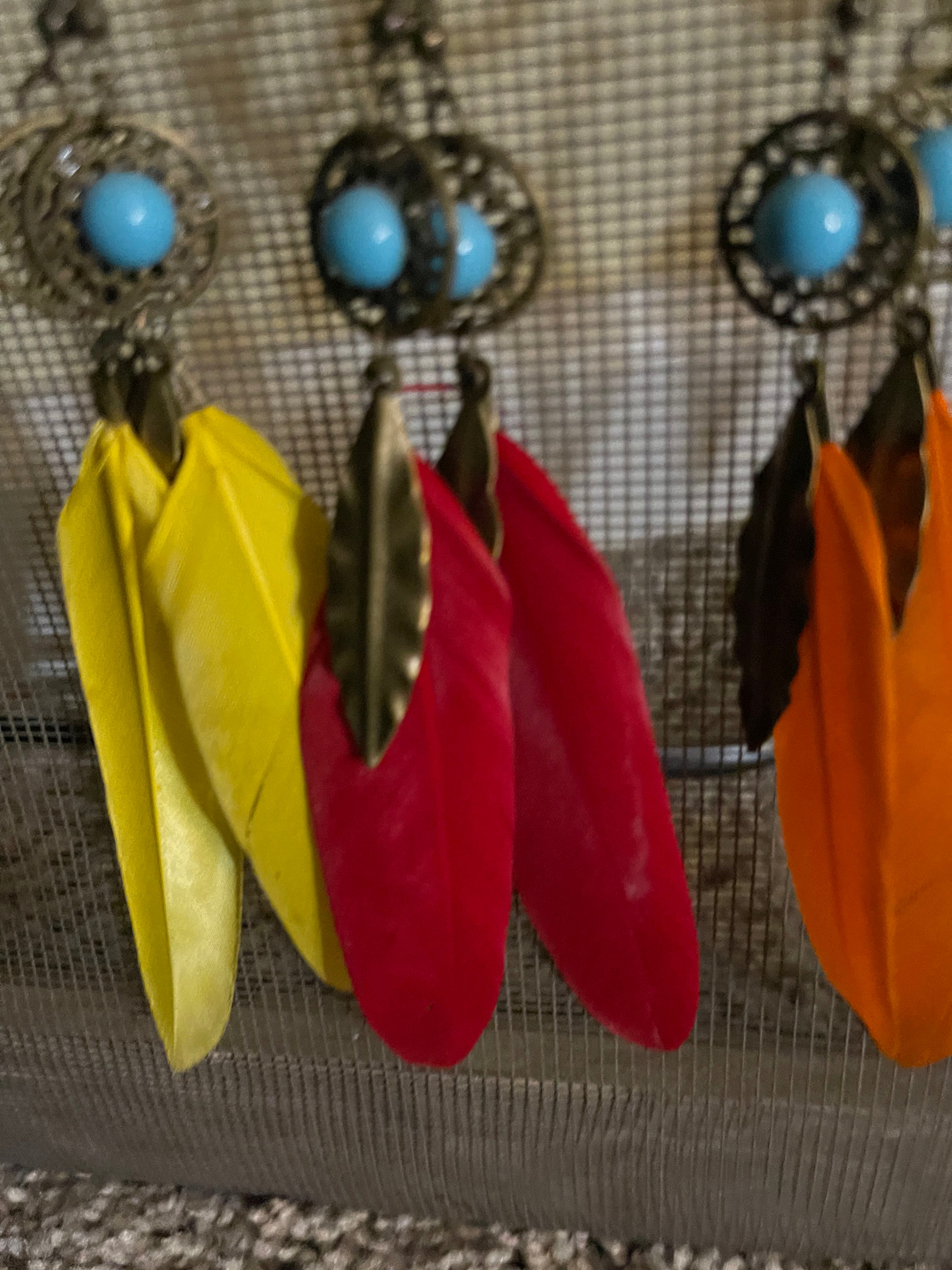 #801 Feather & Leaf earrings