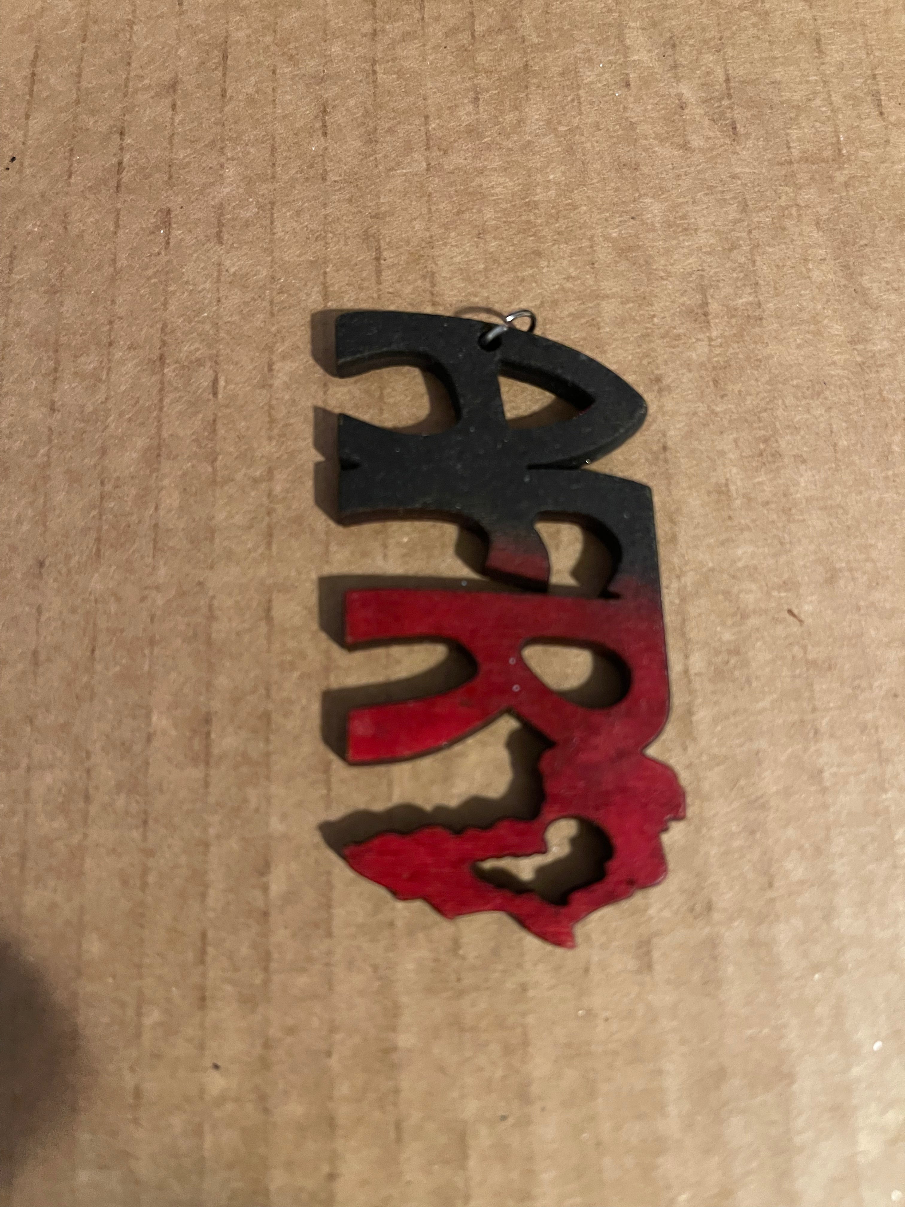 Afro script w/map earrings (Wood)