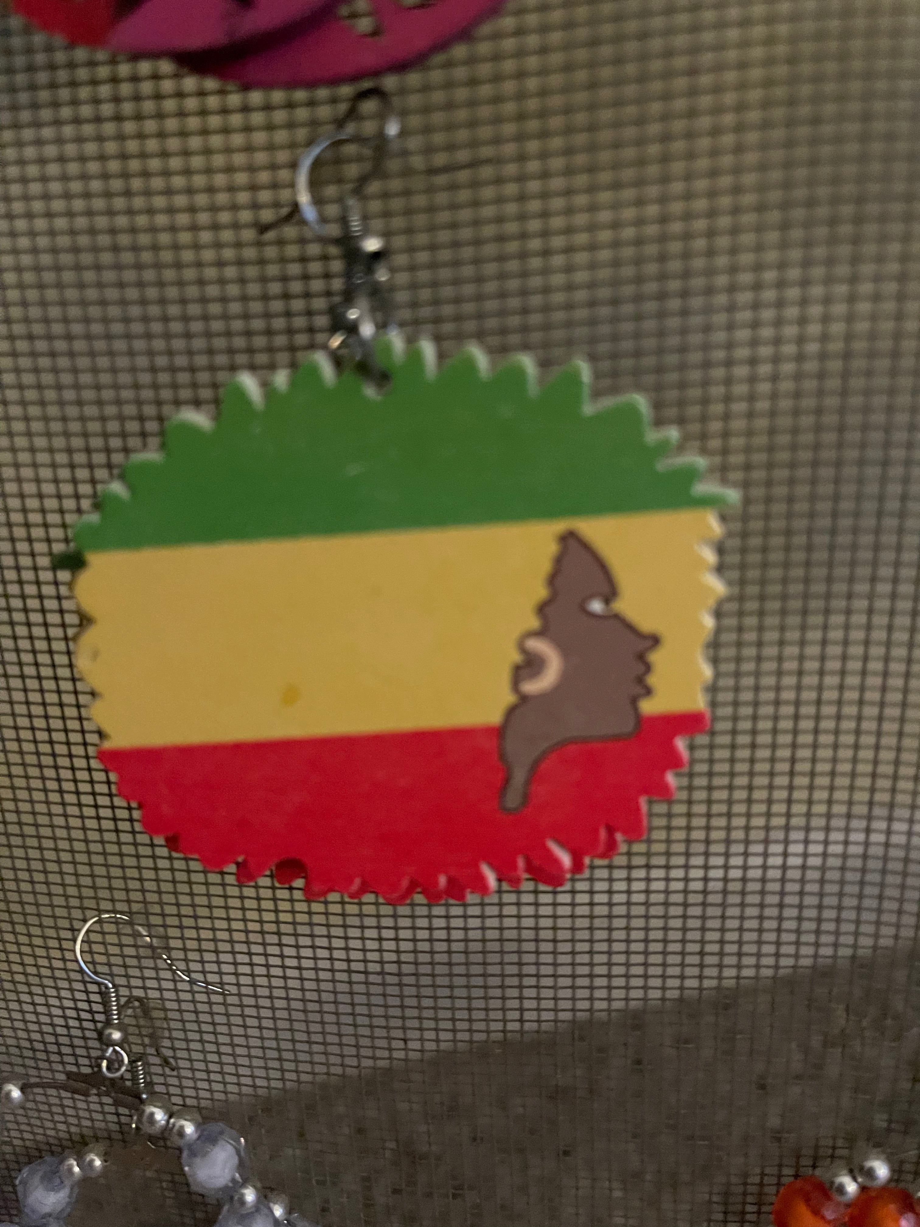 Natural Woman (Red Yellow Green earrings (Wood)