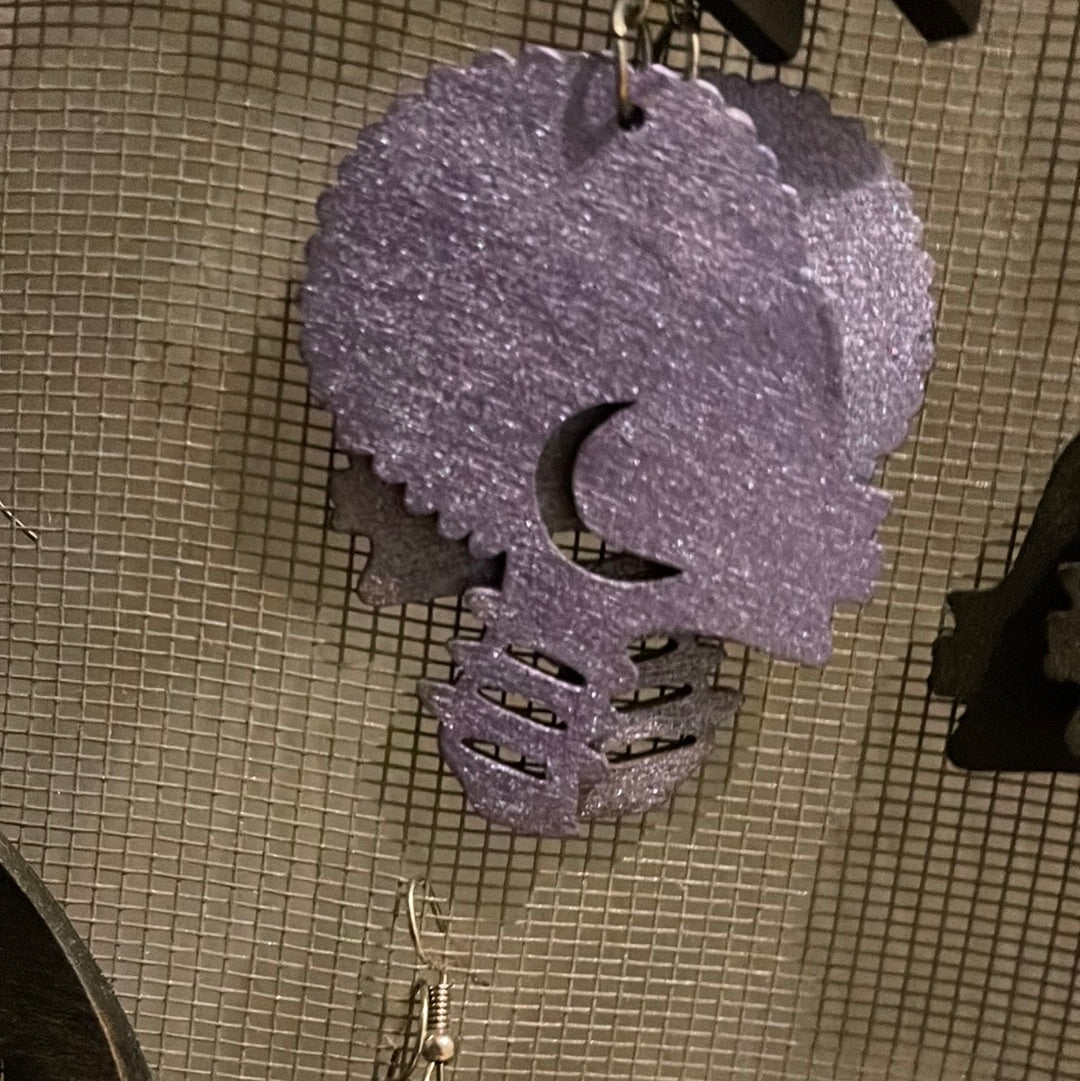 Tribal head face earrings (Wood)