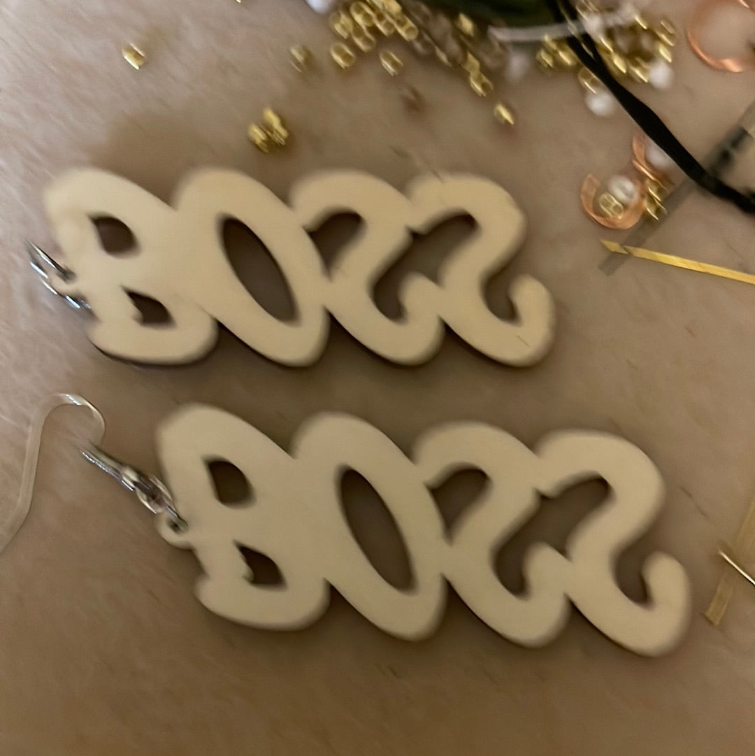 BOSS word earrings (Wood)