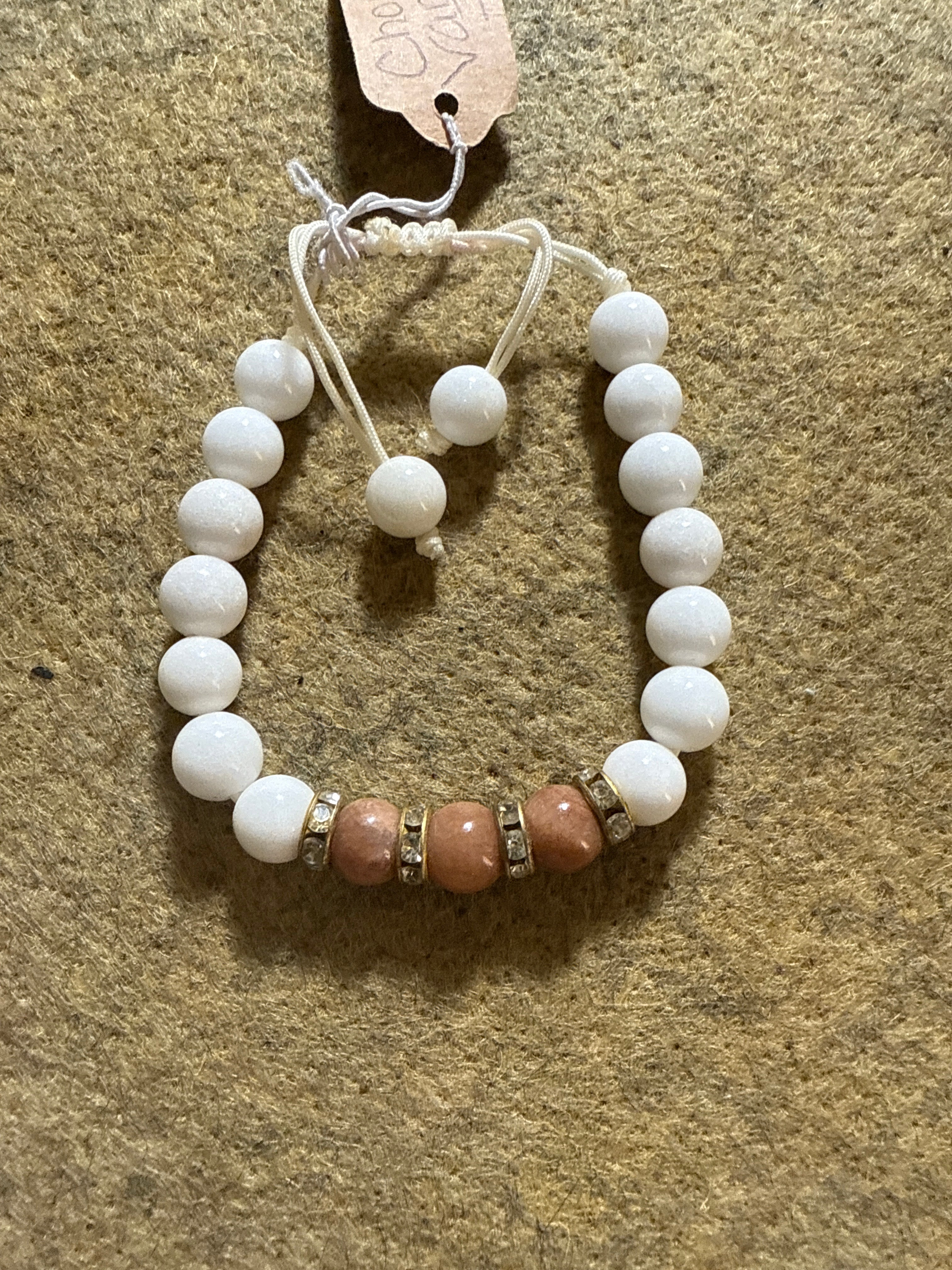 Jade (Vanilla) w/ cappuccino crystal bracelet