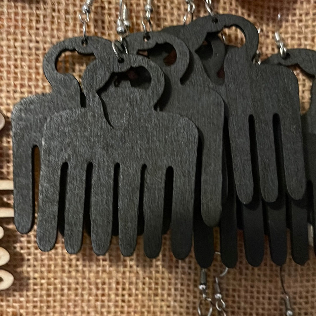 #171 Adinkra map Pick earrings (Wood)