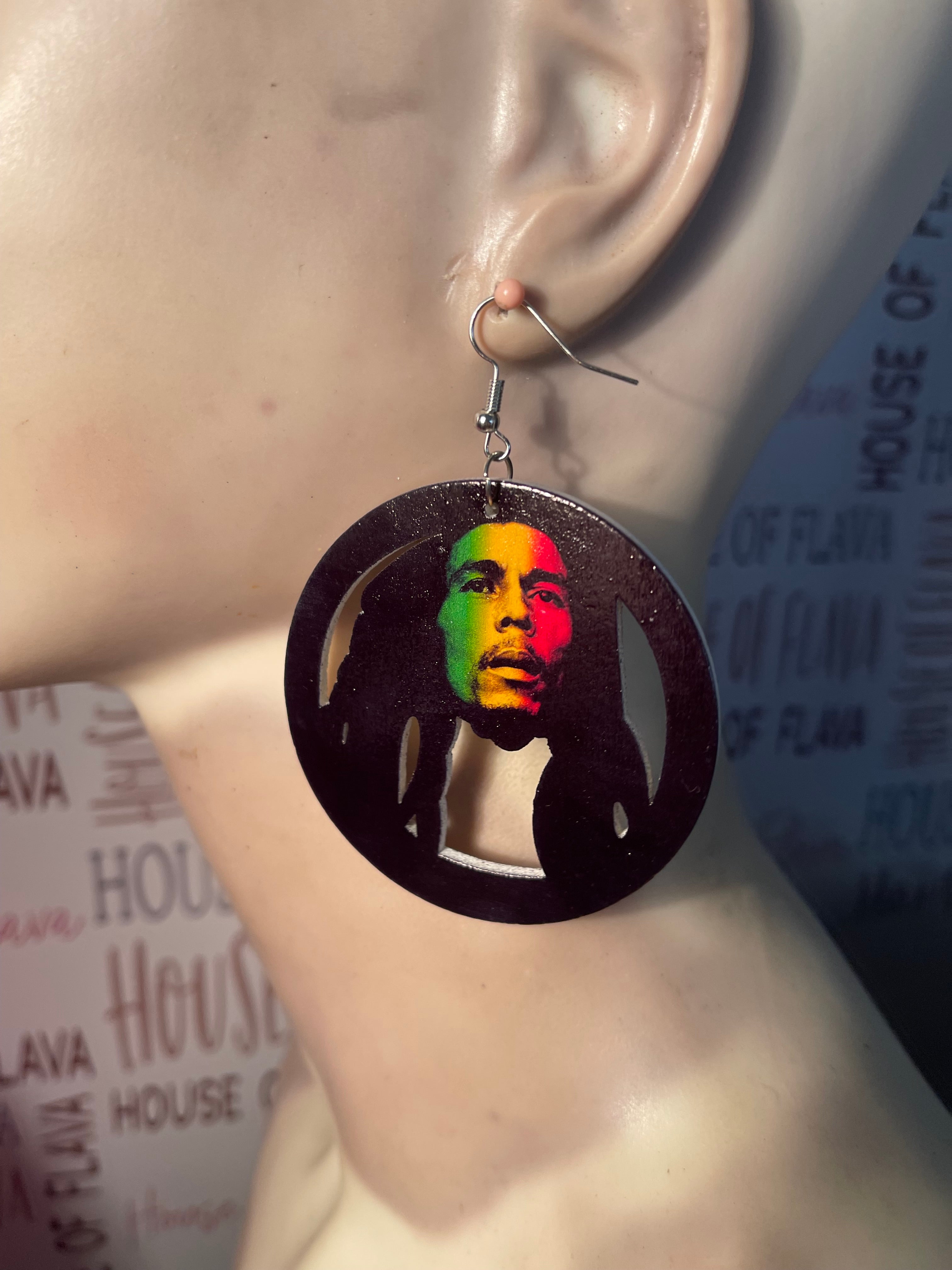 Bob Marley earrings (Wood)