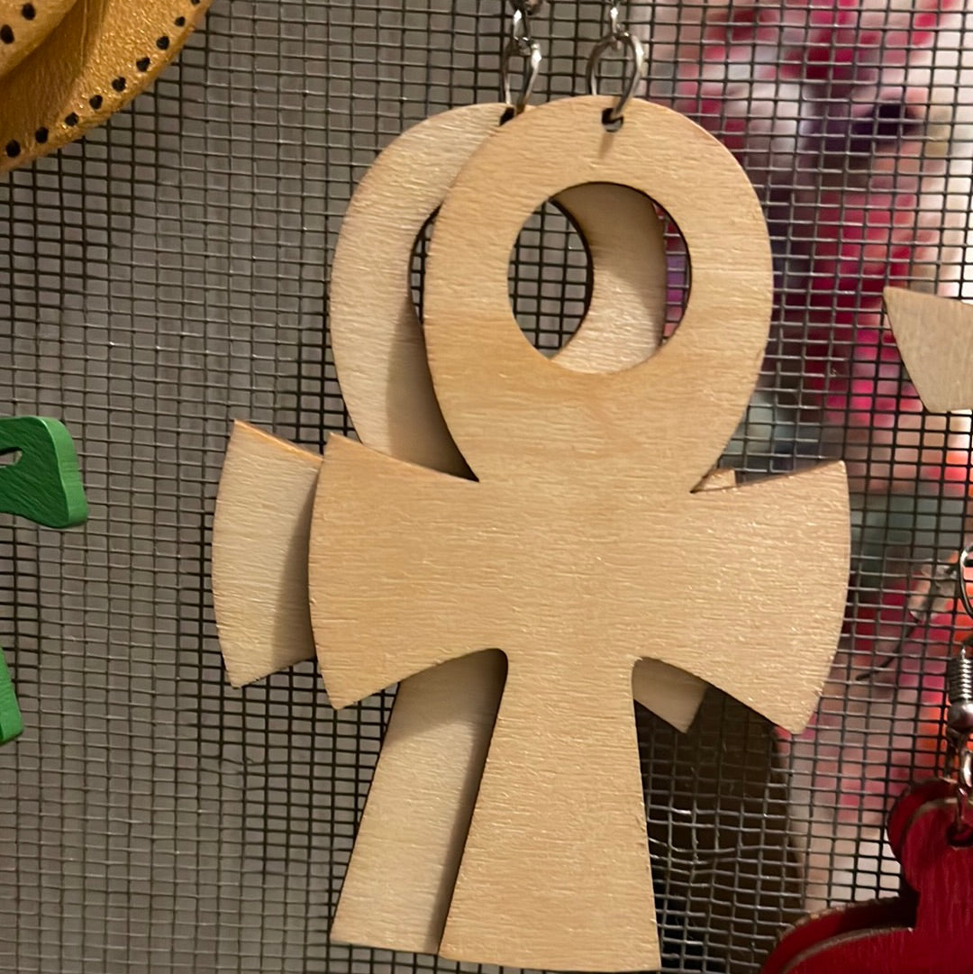 #165 Ankh earrings (Wood)