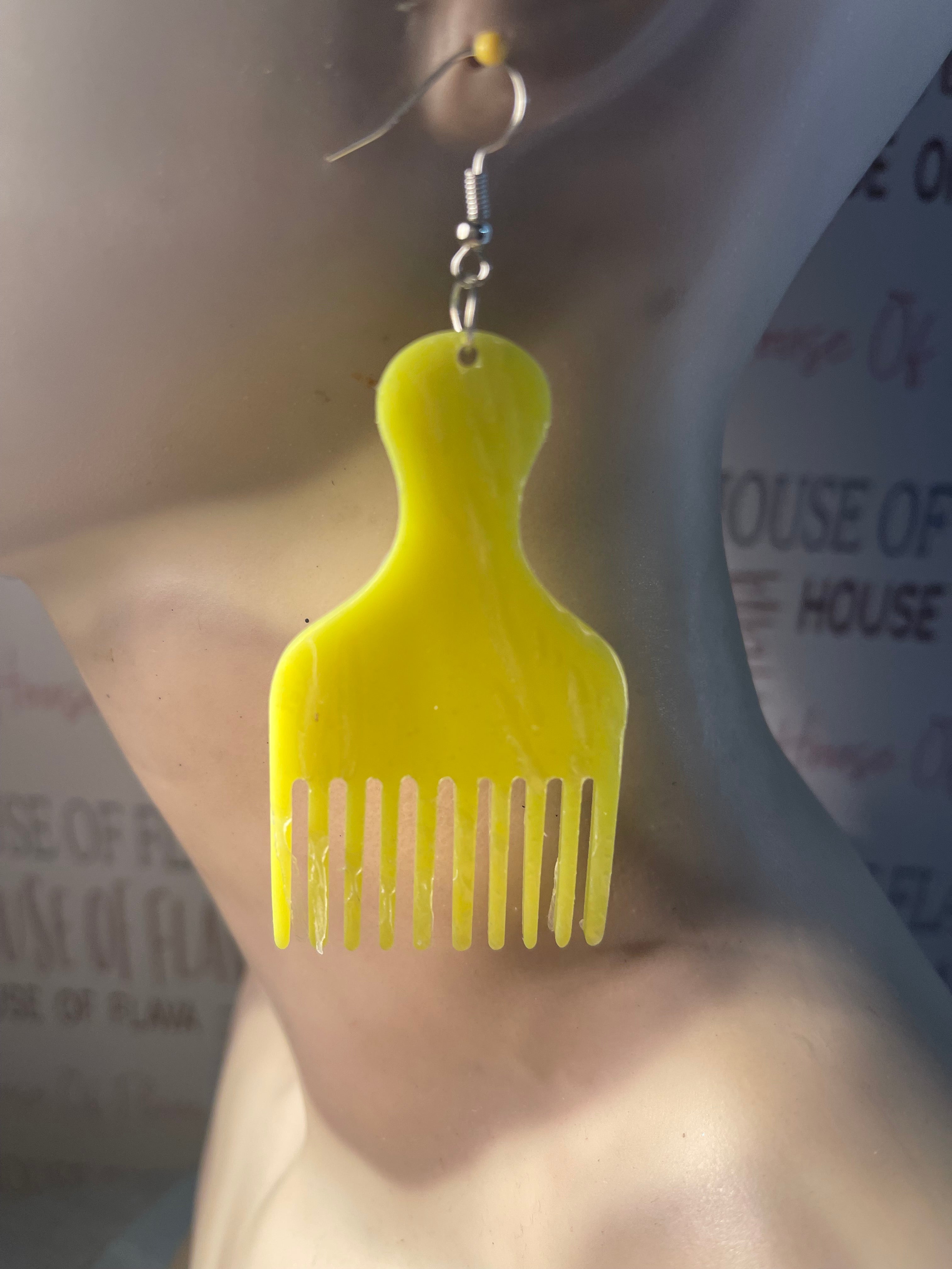 Afro Pic acrylic earrings (small) #204