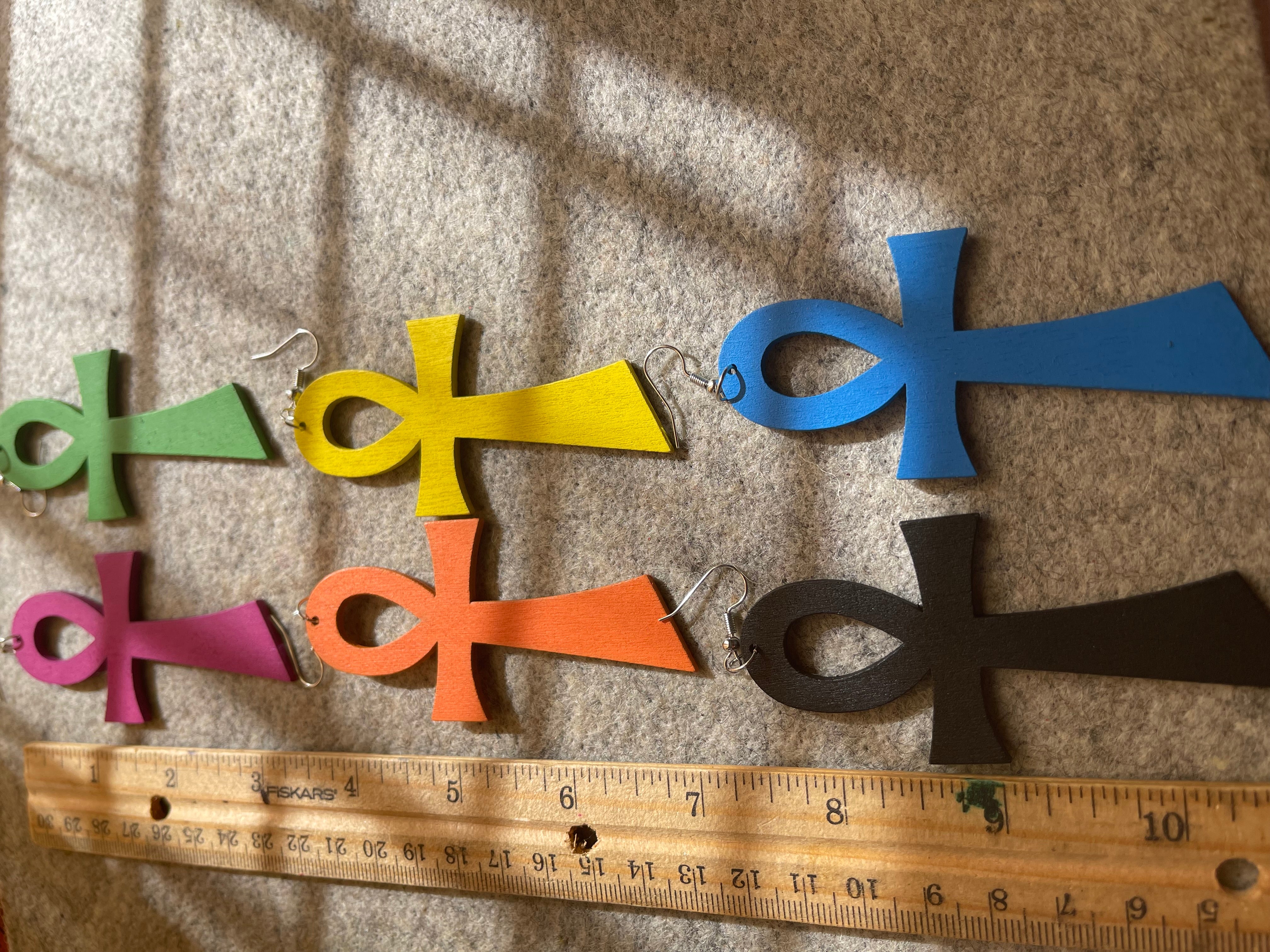 Ankh earrings (Wood)