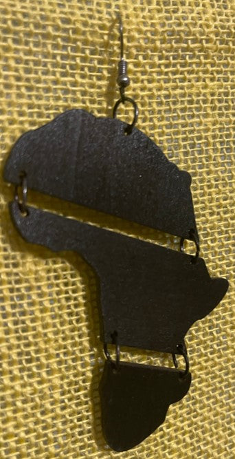 Map of Africa earrings 3pc (Wood)