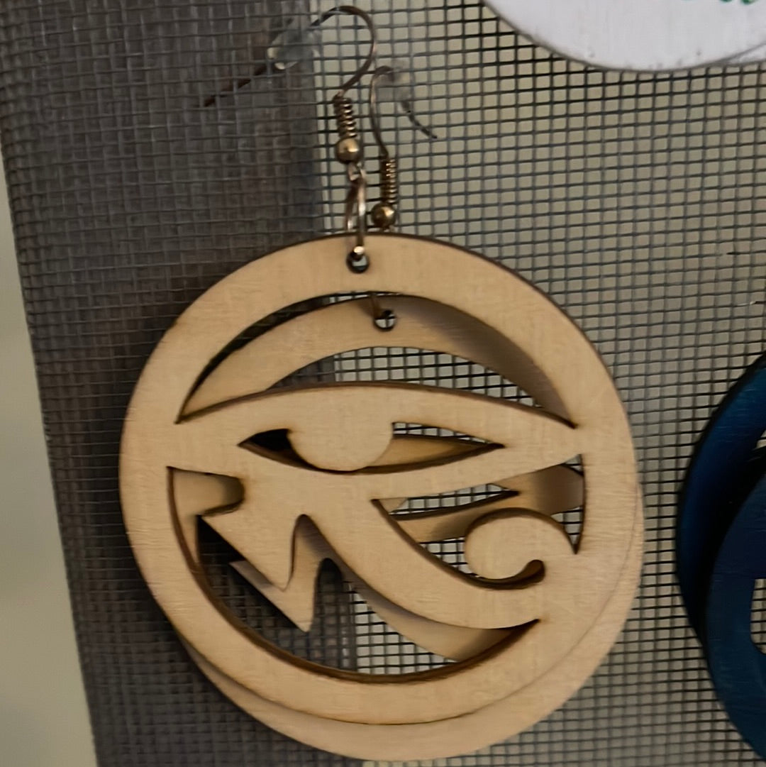 #116 Eye of Horus earrings (Wood)