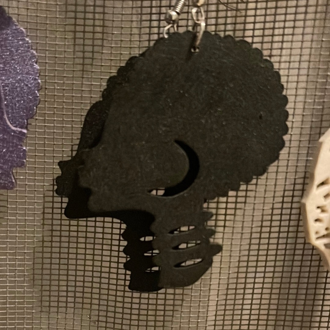 Tribal head face earrings (Wood)