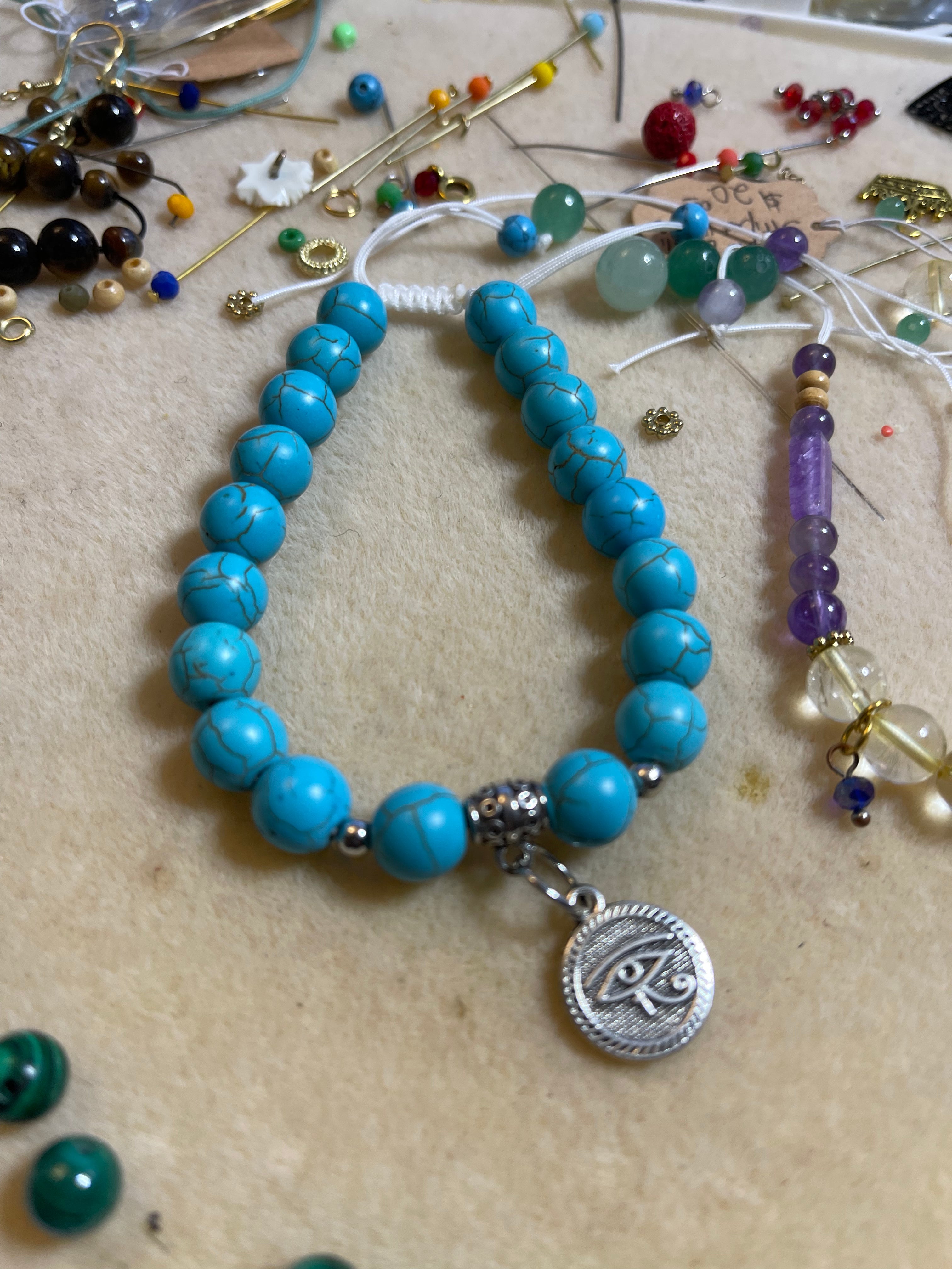 Howlite topaz w/ charm bracelet