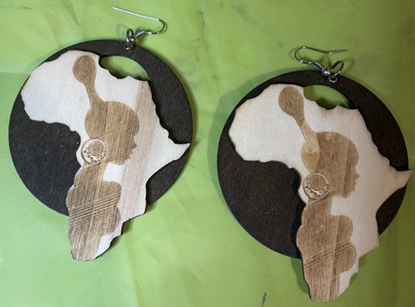 #109 Nubian Queen earrings (Wood)