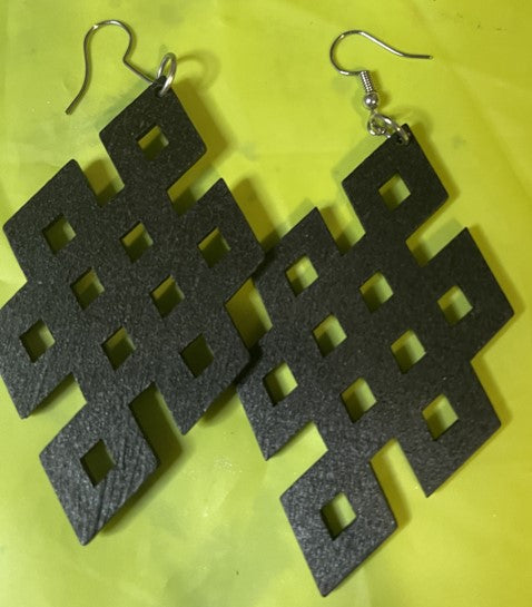 #111 Adinkra cutout earrings (Wood)