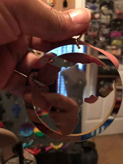 Africa Map Mirror earrings #216