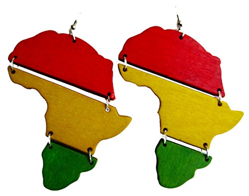 Map of Africa earrings 3pc (Wood)