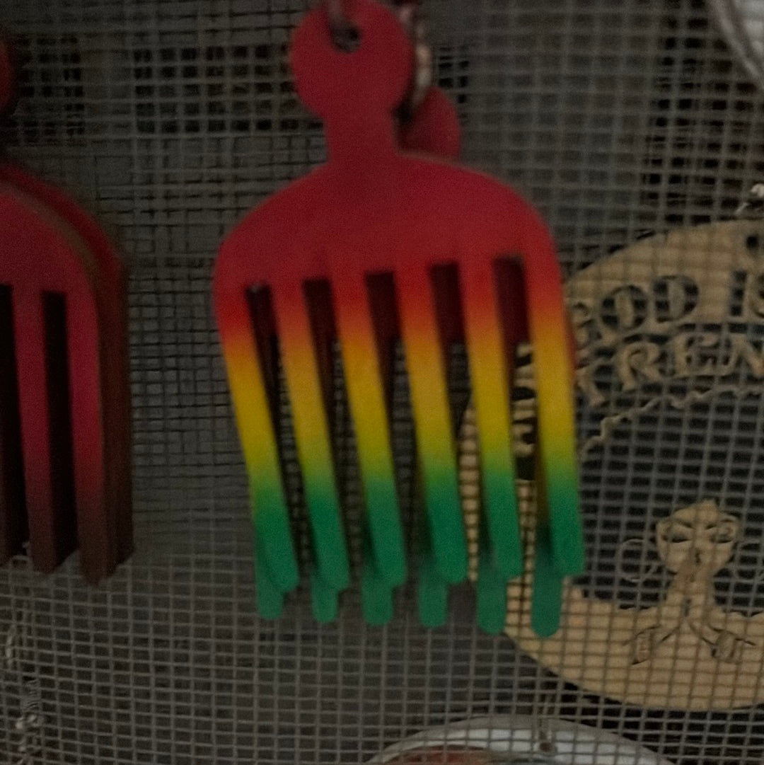 Afro Pic earrings (Wood)