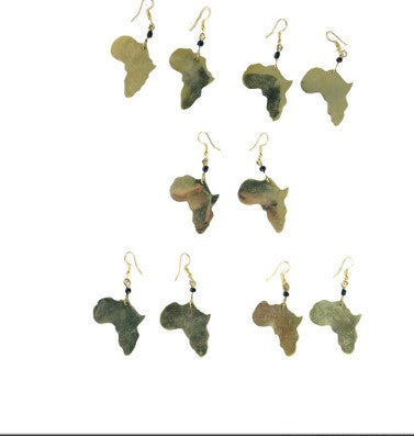 Africa map brass earrings