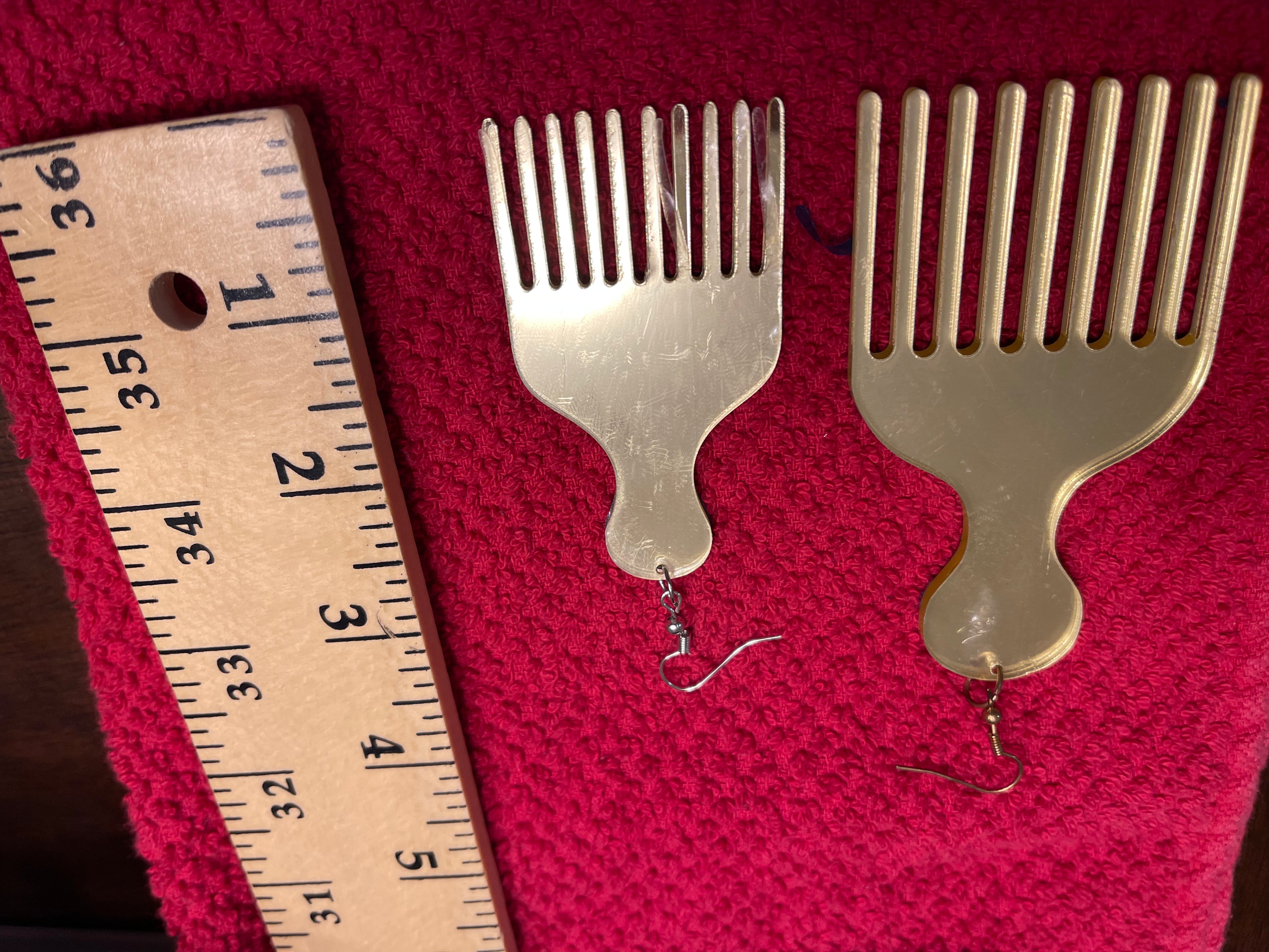 Afro Pic Mirror-Acrylic earring (large) #202