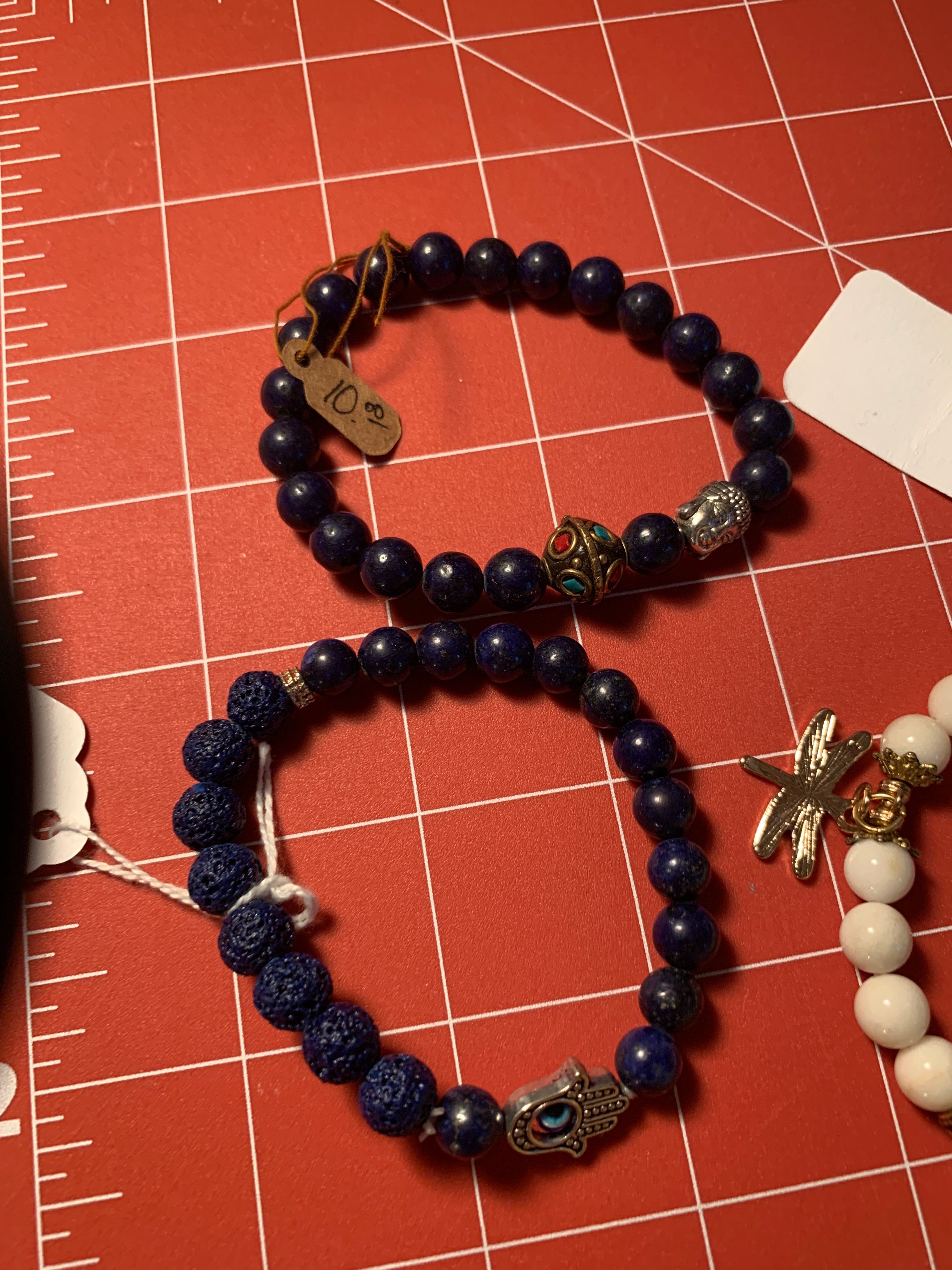 Lapis Lazuli w Vanilla jade crystal bracelet