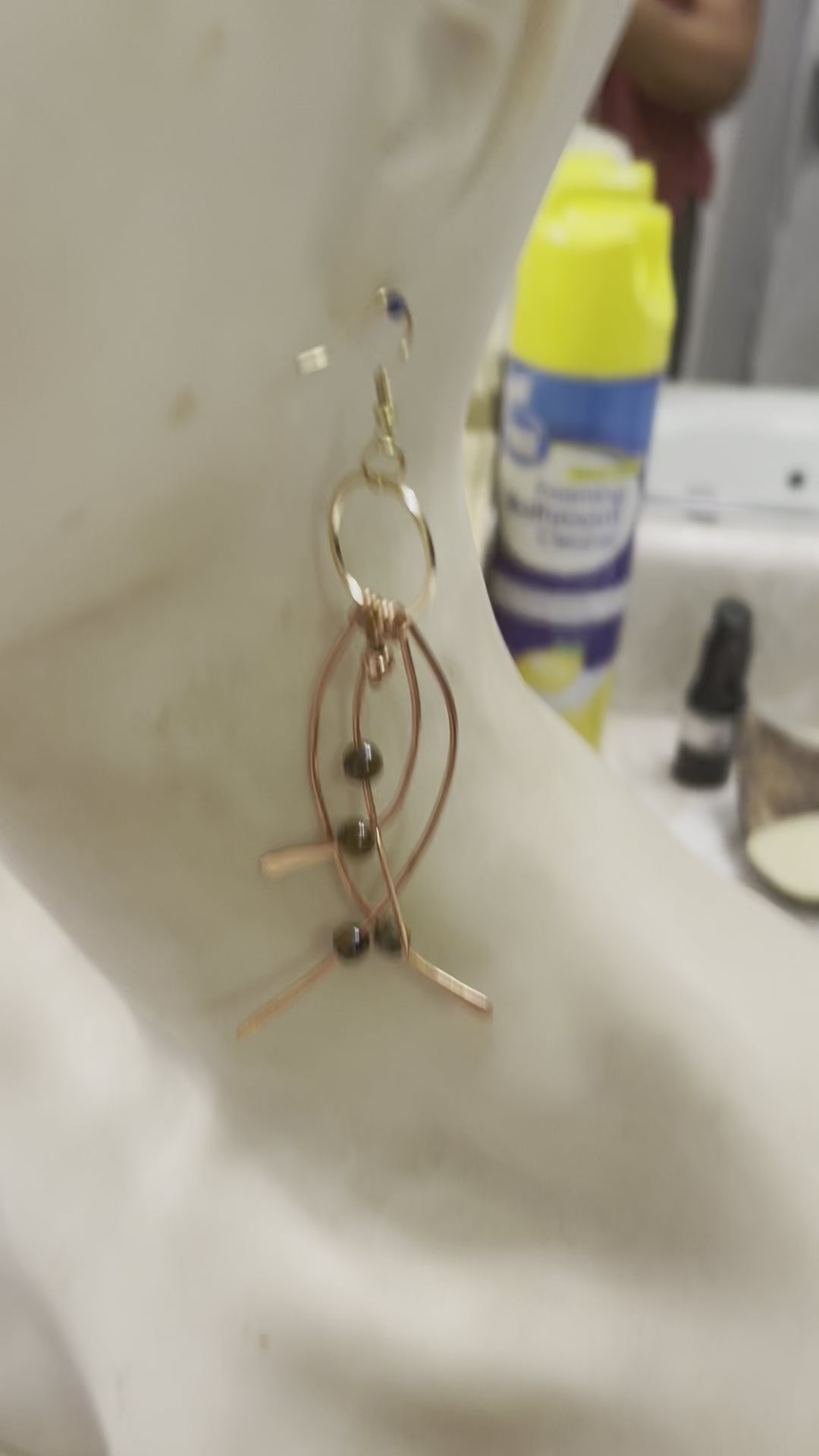 Copper curved dangles w/Tigers Eye earrings