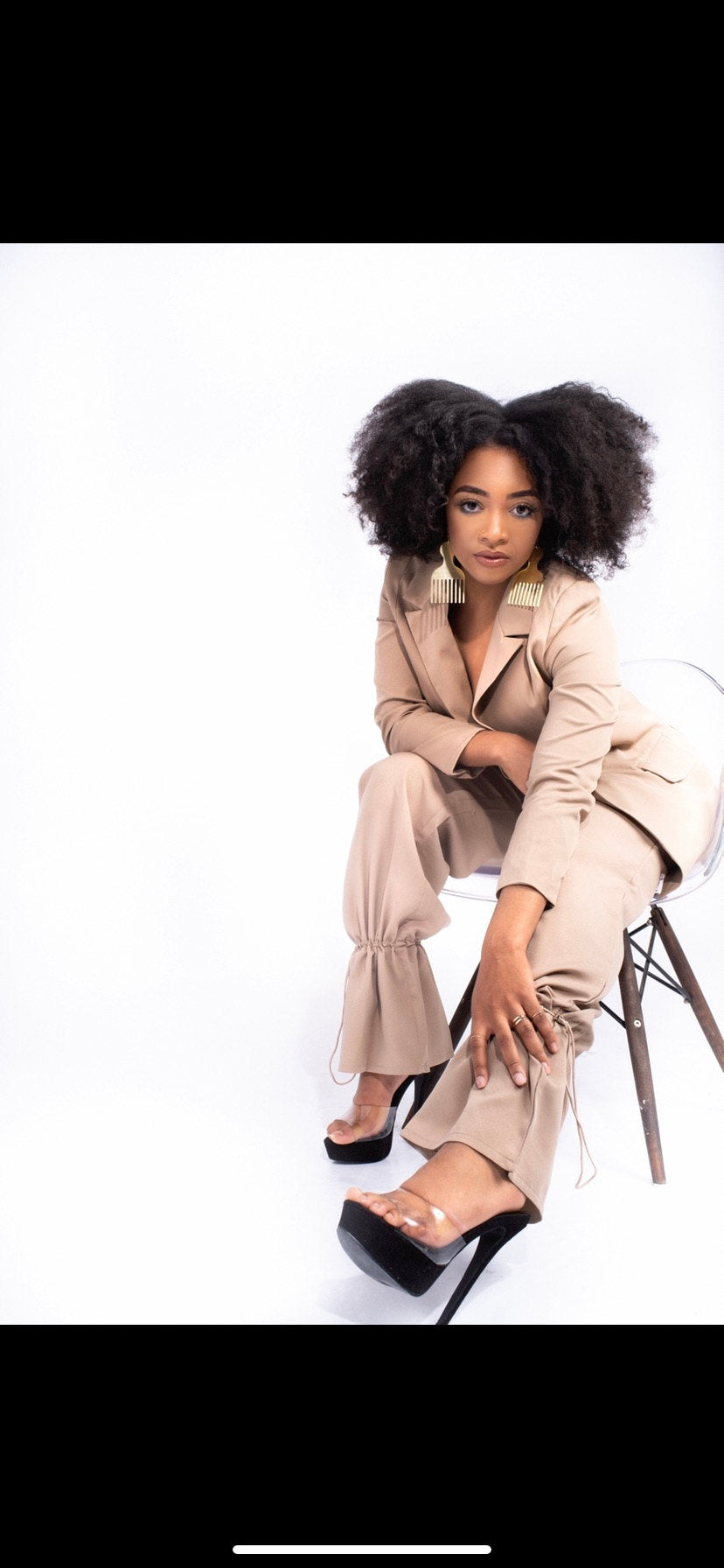 Afro Pic Mirror-Acrylic earring (large) #202