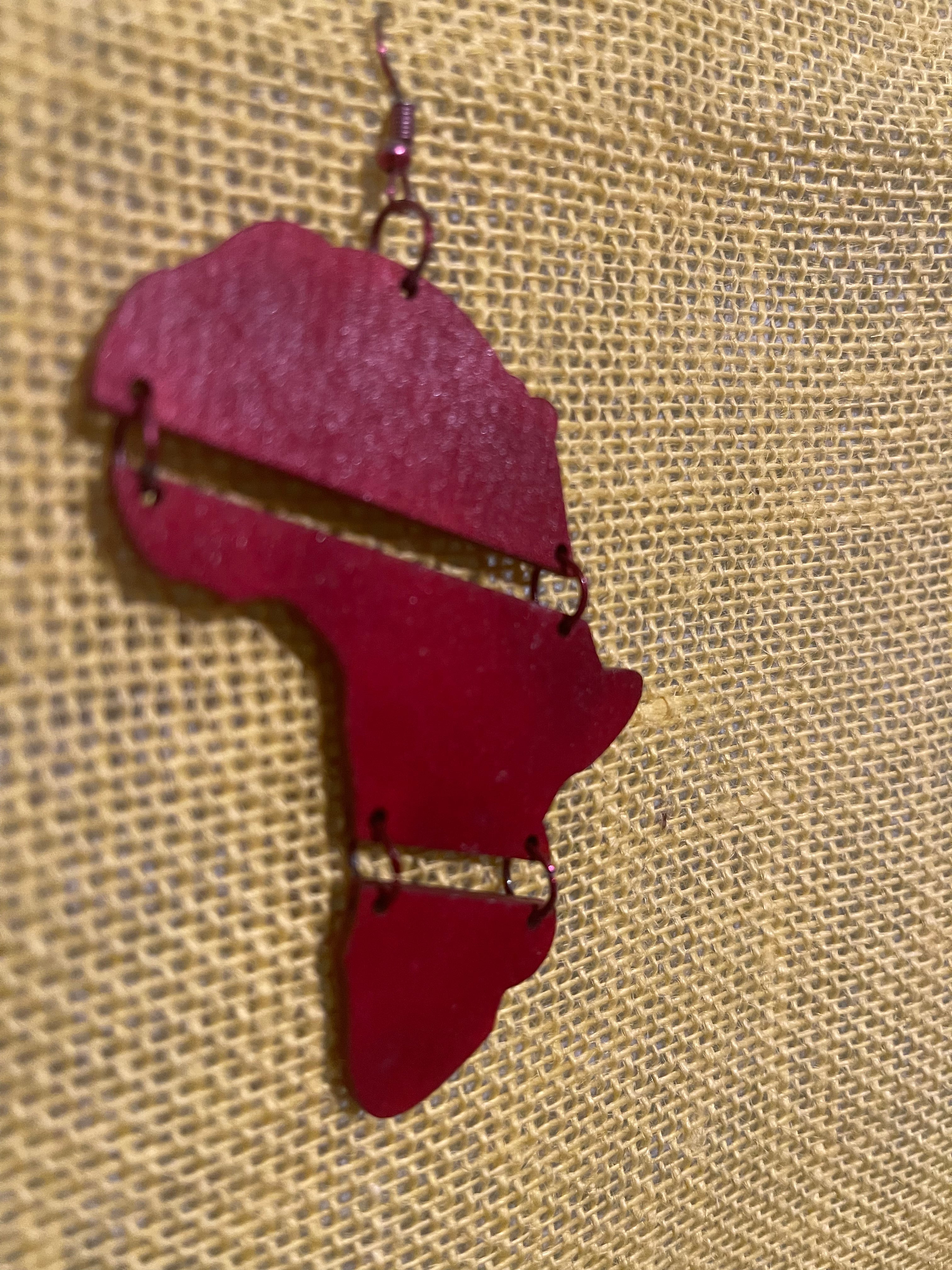 Map of Africa earrings 3pc (Wood)