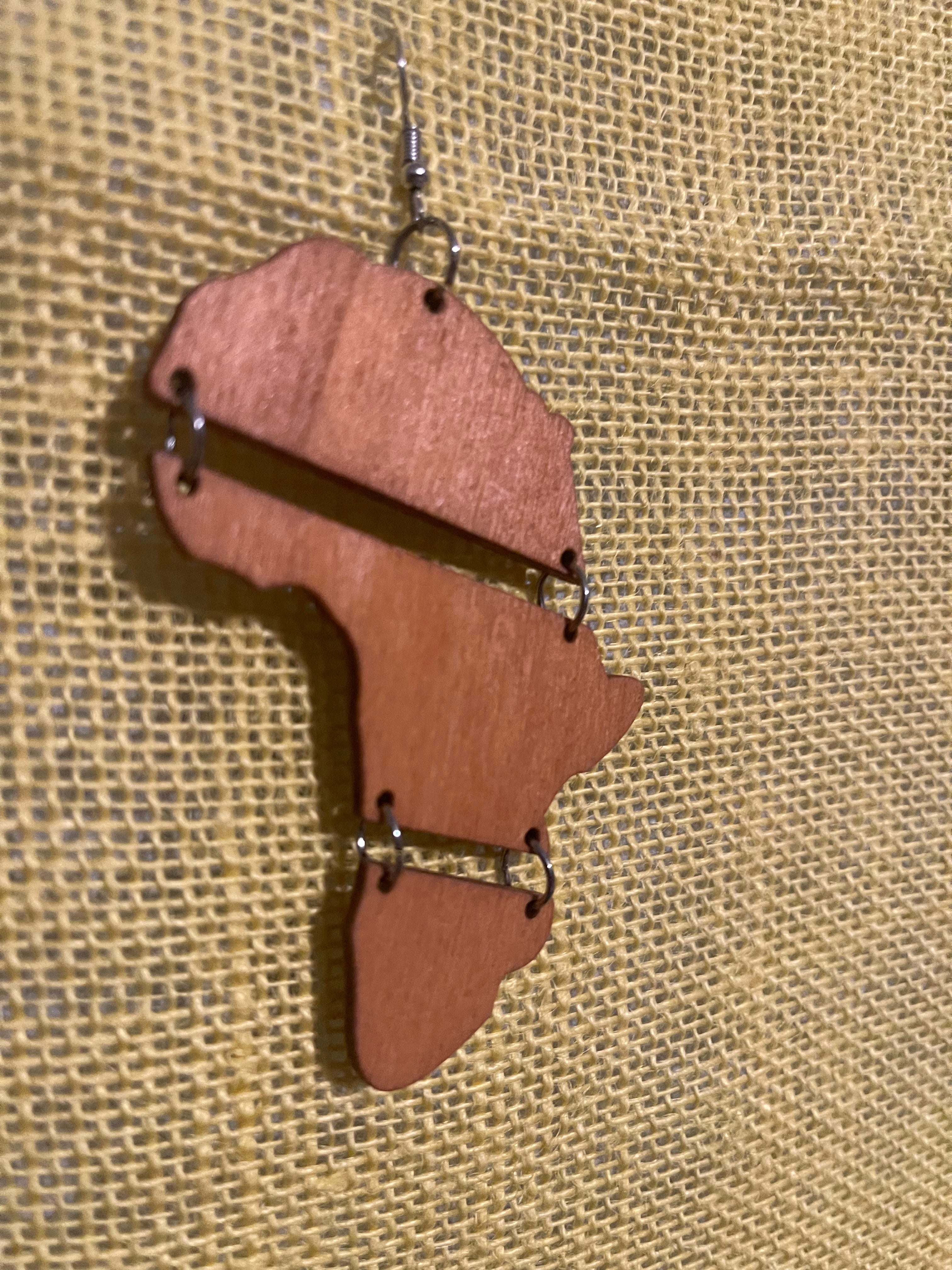 Map of Africa earrings 3pc (Wood)