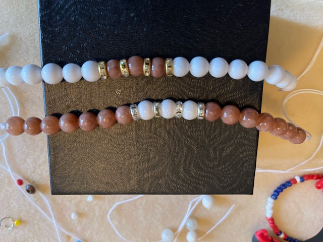 Jade (Vanilla) w/ cappuccino crystal bracelet