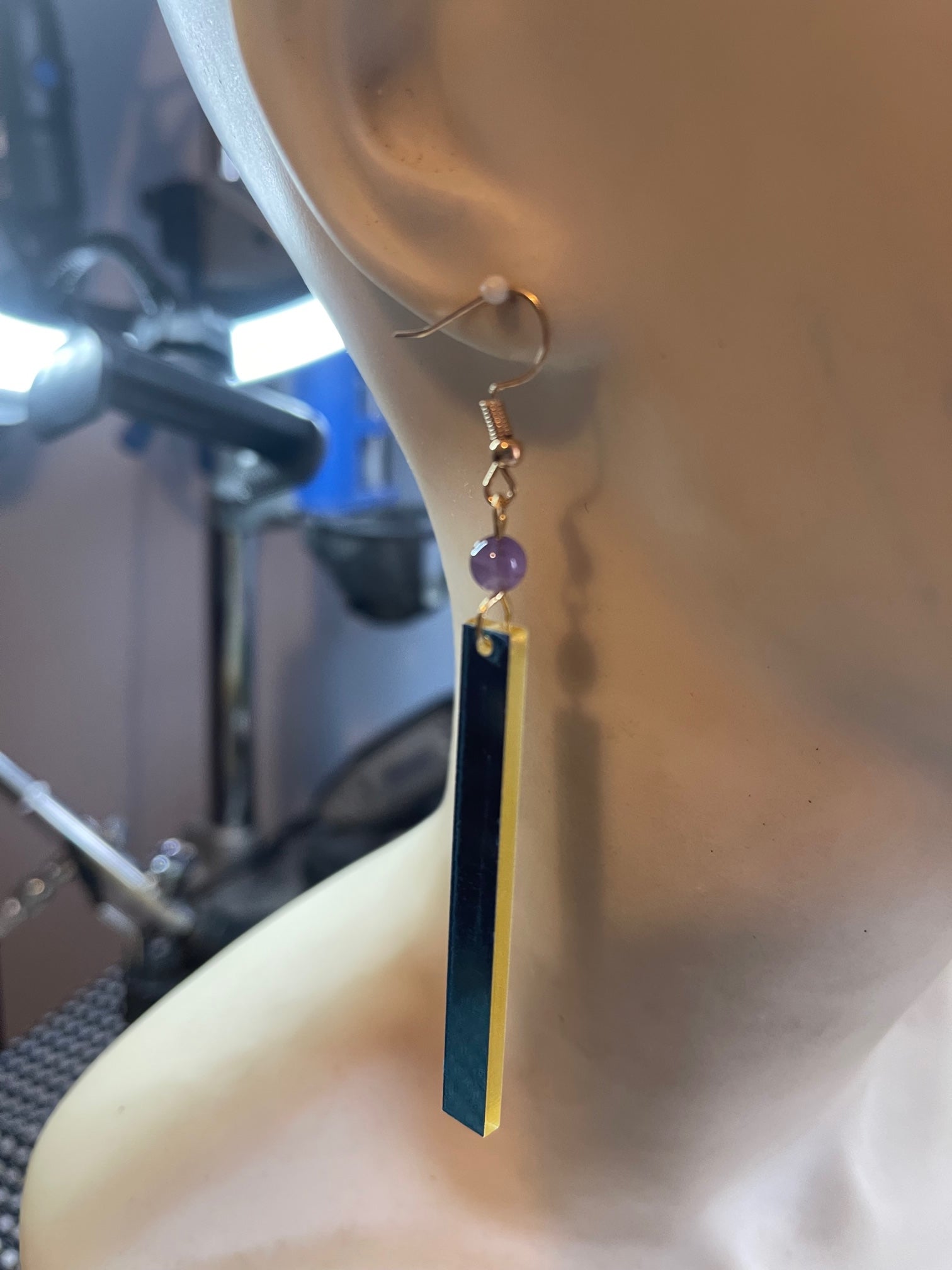 #211 Mirrored earrings w/ Amethyst
