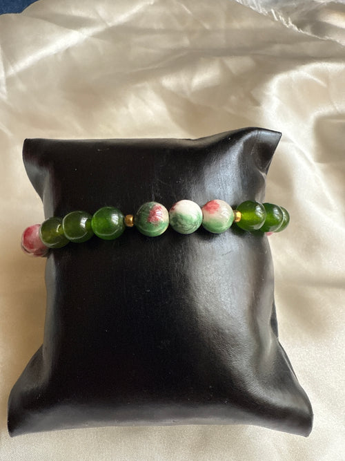 Jade green dyed rose jade bracelet 8mm
