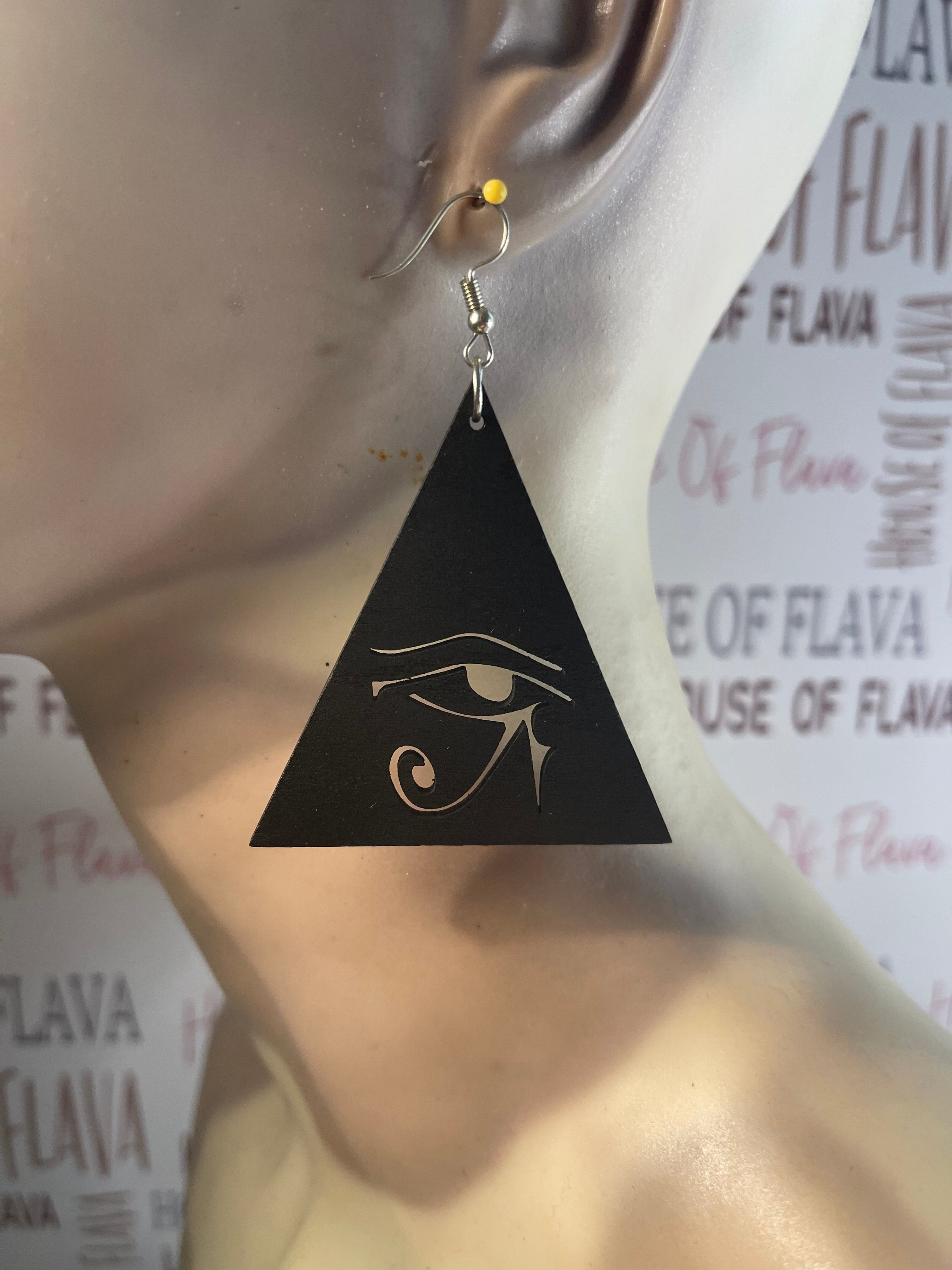 #119 Eye of Horus earrings (Wood)
