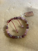 Morganite Strawberry Quartz crystal bracelet 8mm