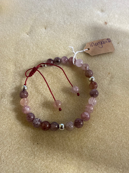 Morganite Strawberry Quartz crystal bracelet 8mm
