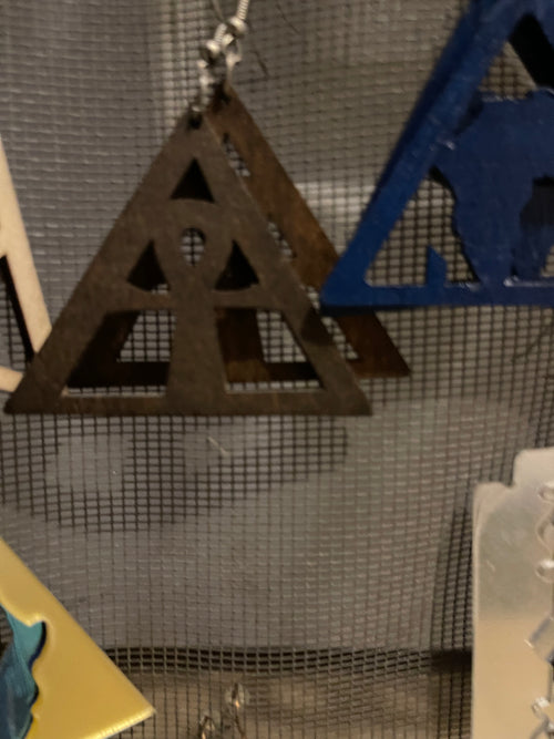 Ankh triangle earrings (Wood)