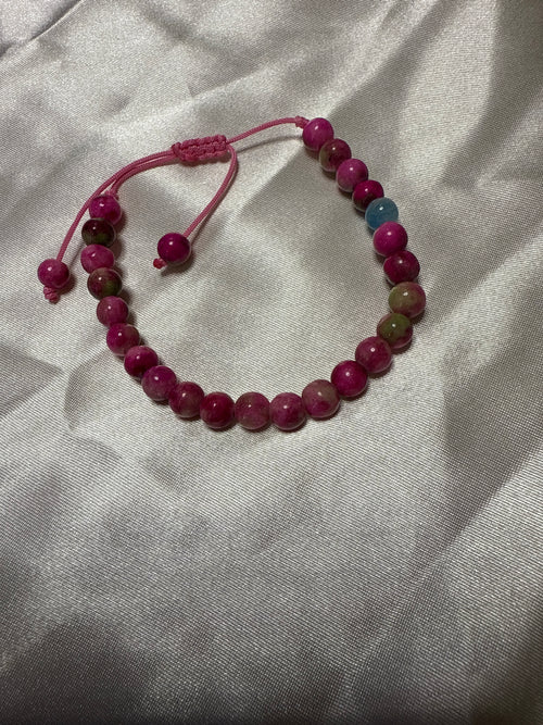 Jade gemstone bracelet pink multi 6mm