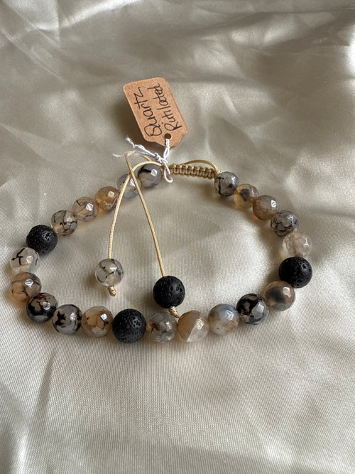 Quartz Rutilated black – Natural Healing Gemstone Adjustable bracelets