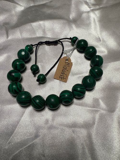 Malachite gemstone bracelet 10mm