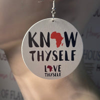 #115 Know Thyself earrings (Wood)