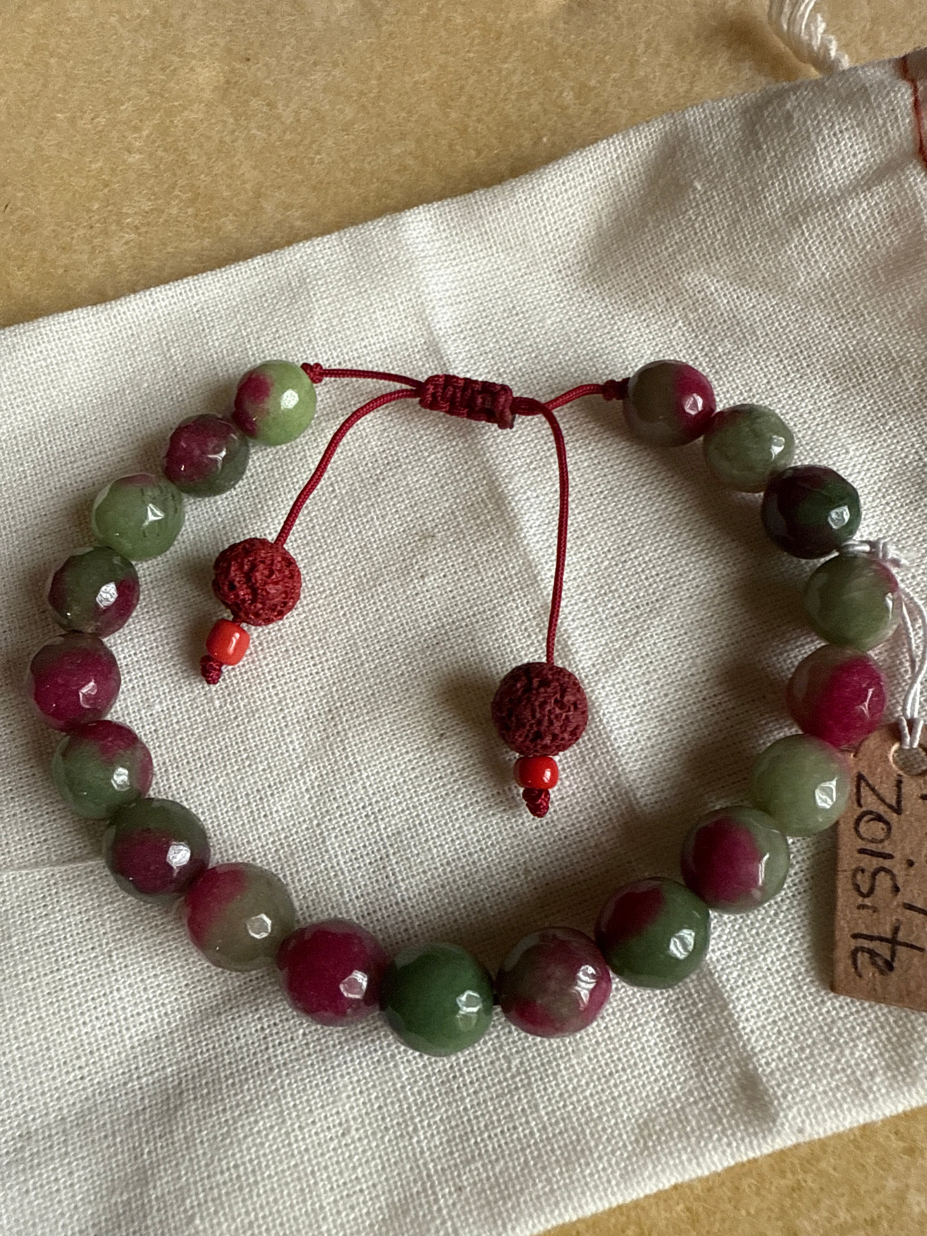 Ruby Zoisite faceted crystal bracelet