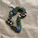 #701 Fabric wrapped Africa earrings (Wood)