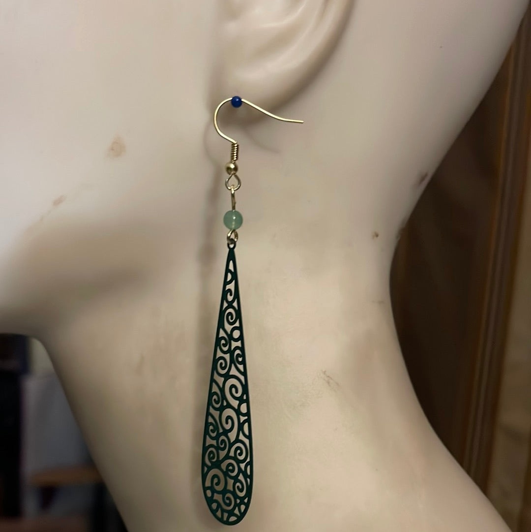 Filigree earrings w/Aventurine #501