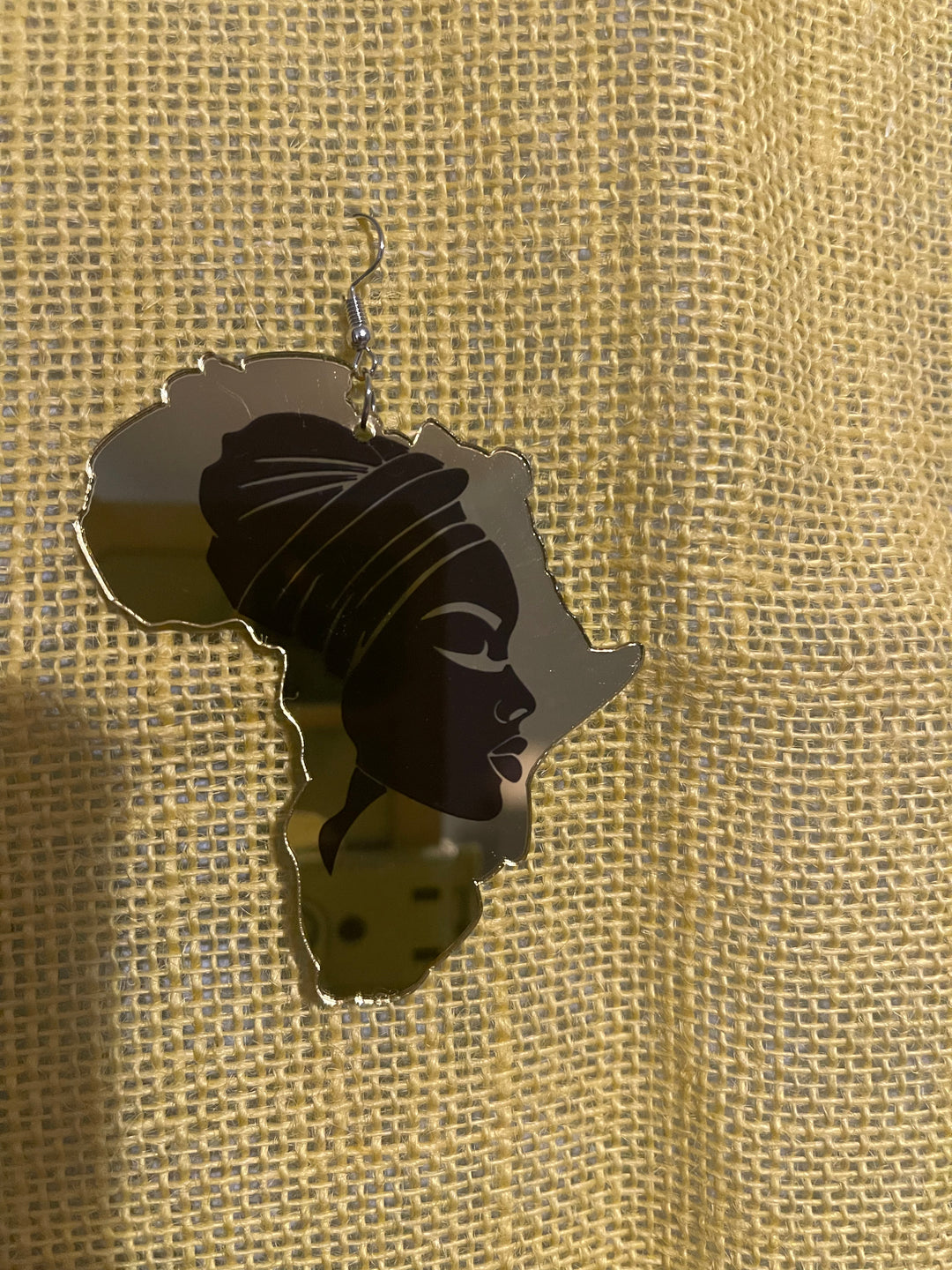 #205 African map w/woman Mirror-Acrylic earrings