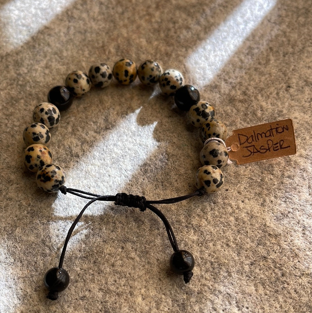 Dalmation Jasper with Black Onyx Meditation Healing Protection Spiritual bracelet
