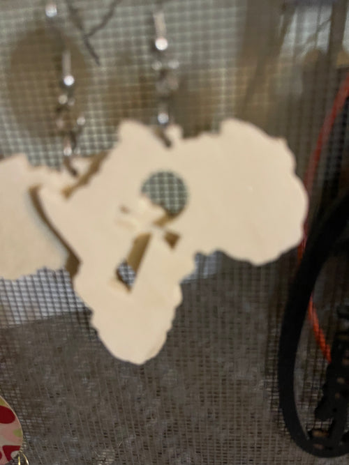 Africa Map #3 earrings (Wood)