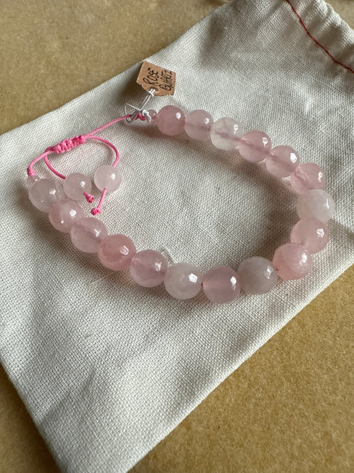 Rose Quartz faceted gemstone bracelet