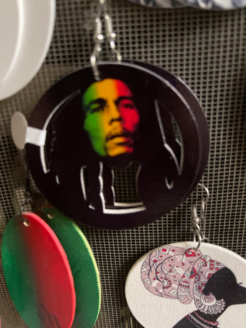 Bob Marley earrings (Wood)