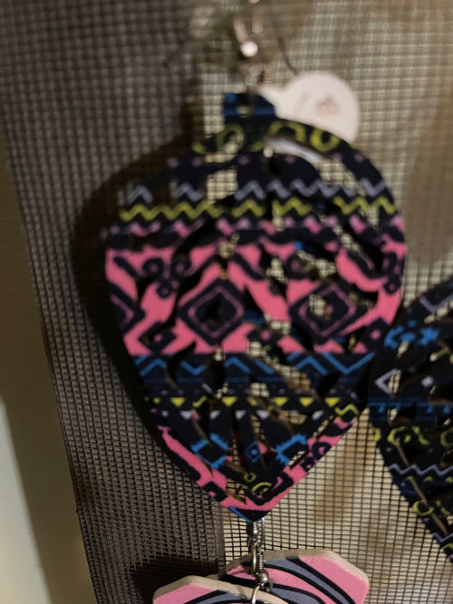 Leaf fabric earrings (Wood)