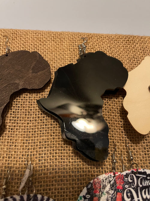 Africa Map Mirror-Acrylic earrings #201
