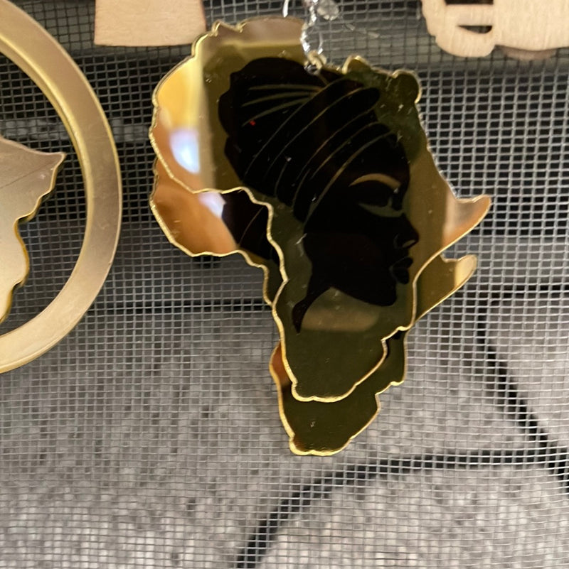 #205 Africa map w/image Mirror-Acrylic earrings